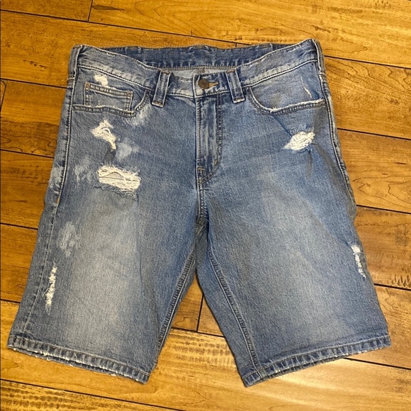 Silver Distressed Denim Shorts Jorts - Picture 1 of 5